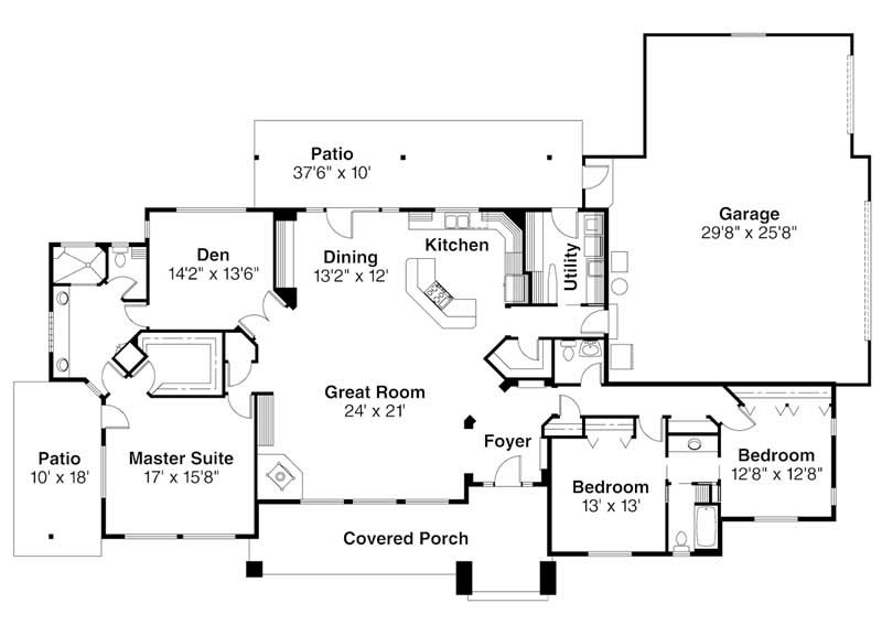 Floor Plan First Story of Plan #108-1291