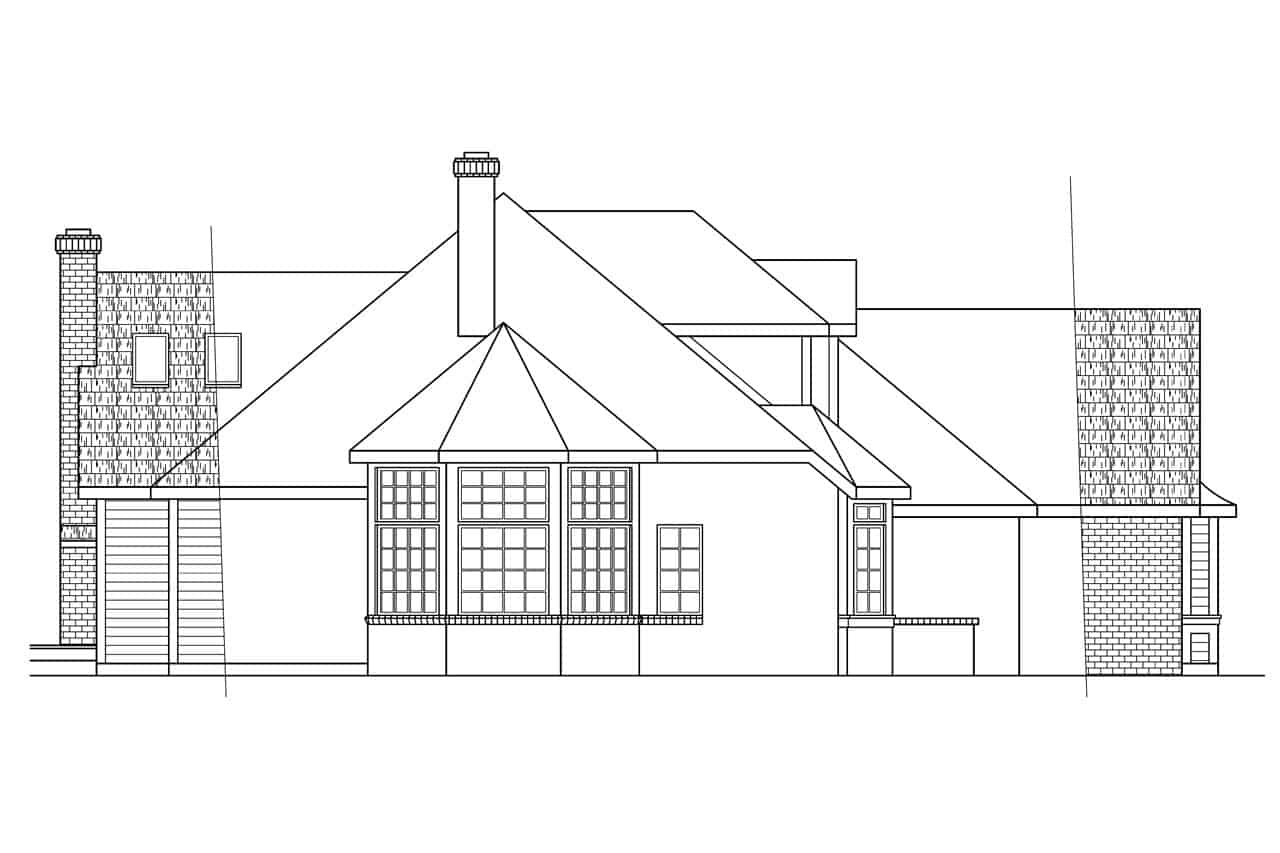Home Plan Left Elevation of this 4-Bedroom,2708 Sq Ft Plan -108-1293
