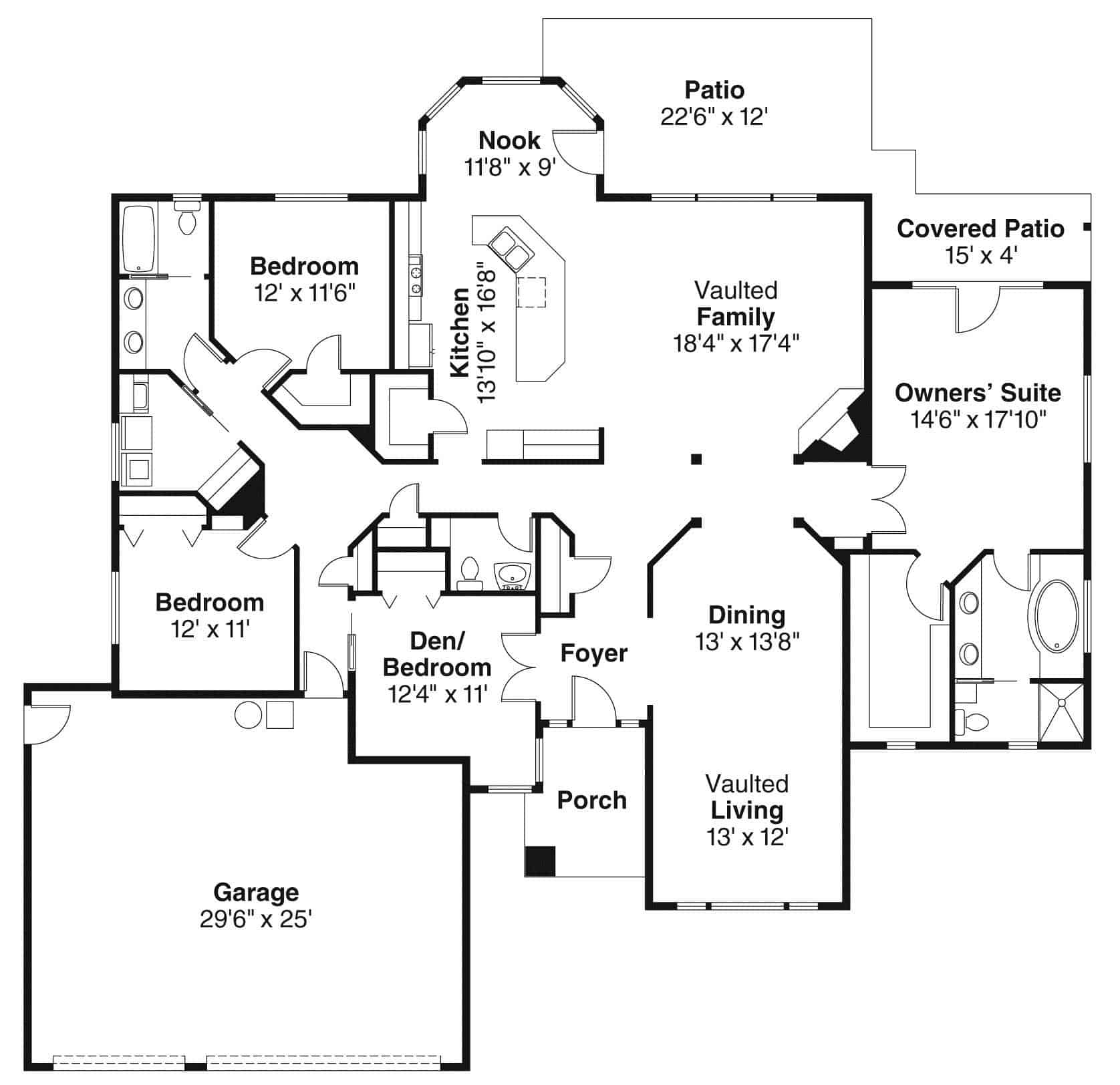 Main Level of Ranch Plan #108-1294