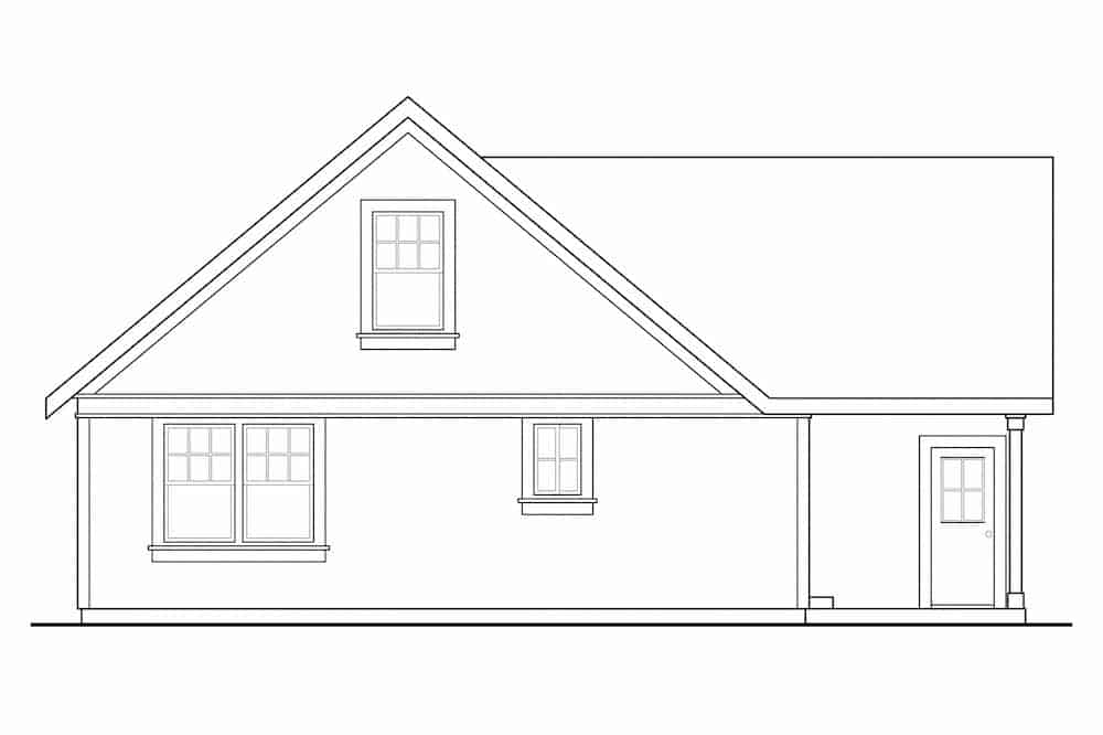 Home Plan Rear Elevation of this 3-Bedroom,1426 Sq Ft Plan -108-1296