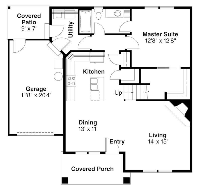 Floor Plan First Story of Small House Plans #108-1296