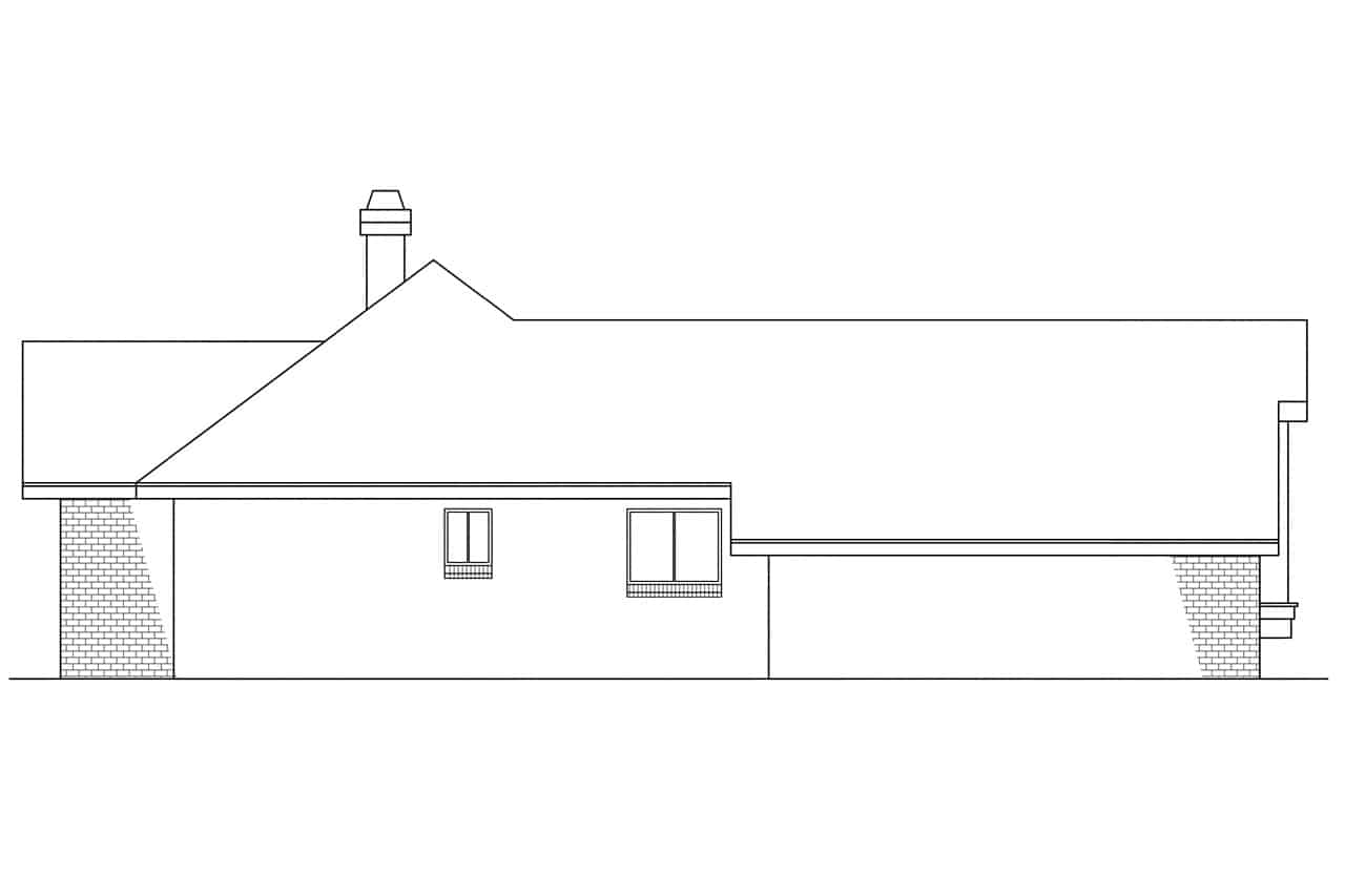 Home Plan Left Elevation of this 3-Bedroom,1729 Sq Ft Plan -108-1300