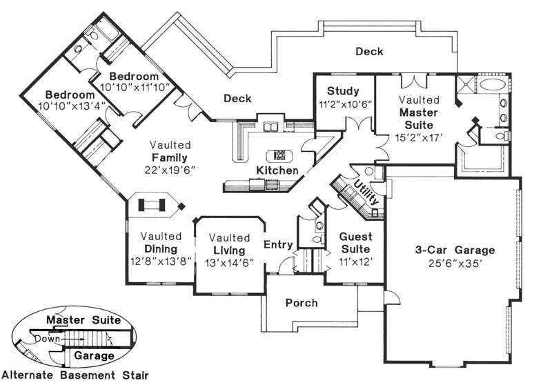 Floor Plan First Story of Ranch Plan #108-1306
