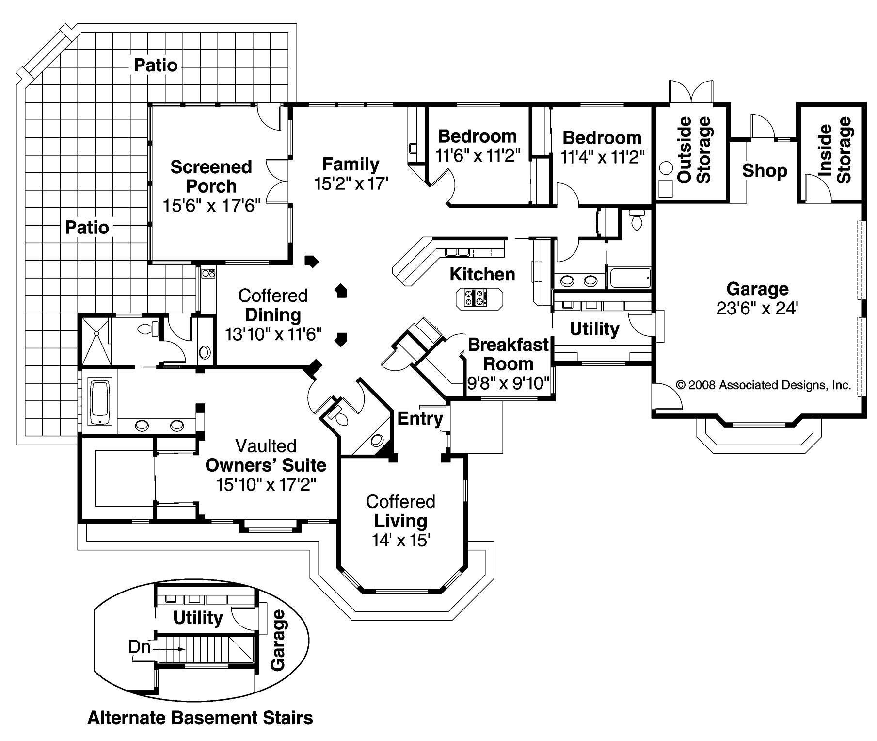 Floor Plan First Story of Mediterranean Plan #108-1307