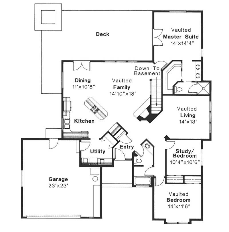Floor Plan First Story of Ranch Plan #108-1309