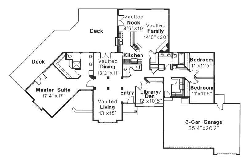Floor Plan First Story of Ranch Plan #108-1311