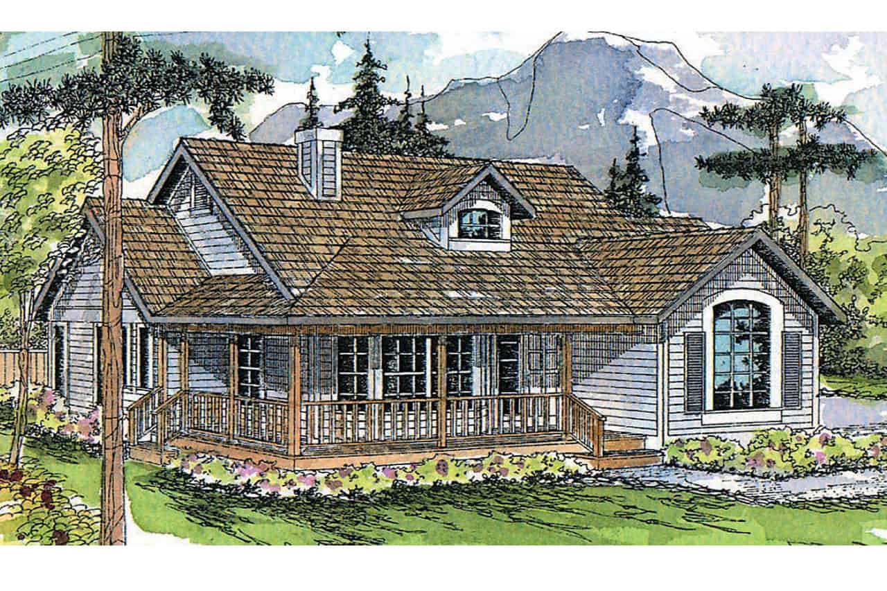 Farmhouse home (ThePlanCollection: Plan #108-1315)
