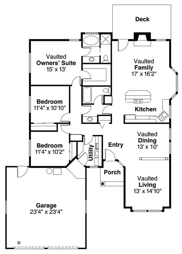 Floor Plan Main Level of Transitional Plan #108-1321