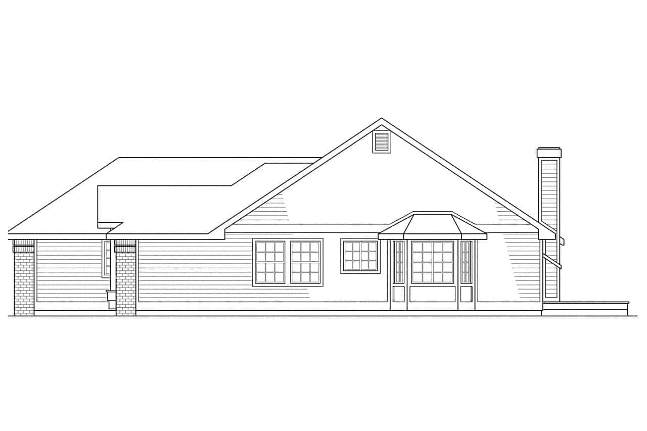 Home Plan Rear Elevation of this 3-Bedroom,1790 Sq Ft Plan -108-1321