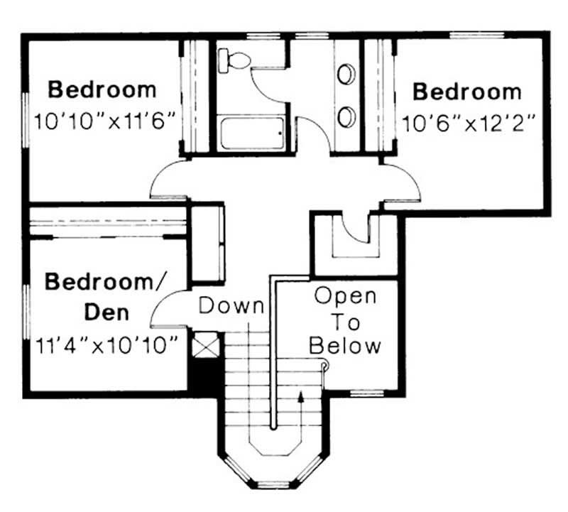 Floor Plan Second Story of Mediterranean Plan #108-1322