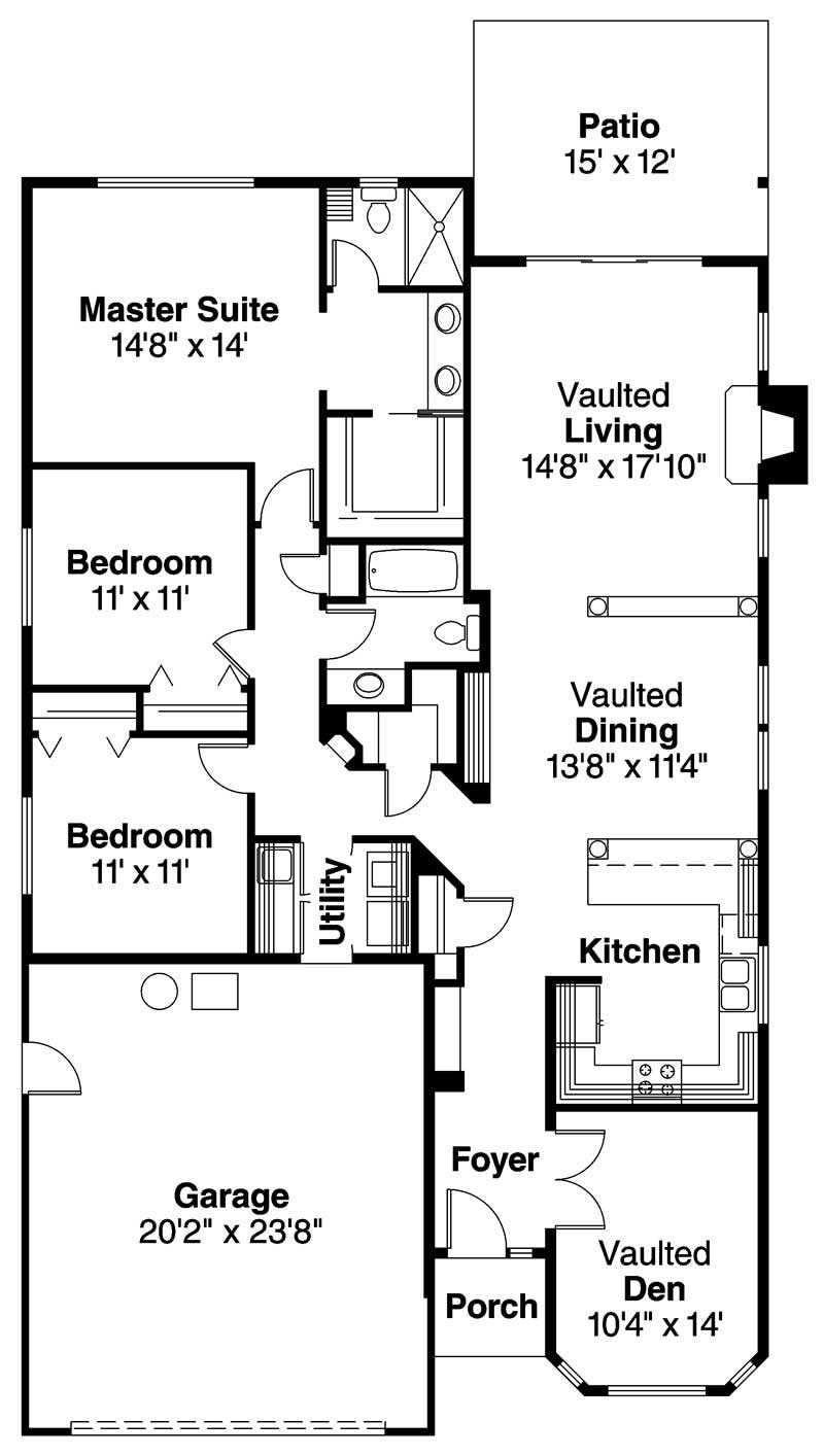 Floor Plan First Story of Small House Plans #108-1325