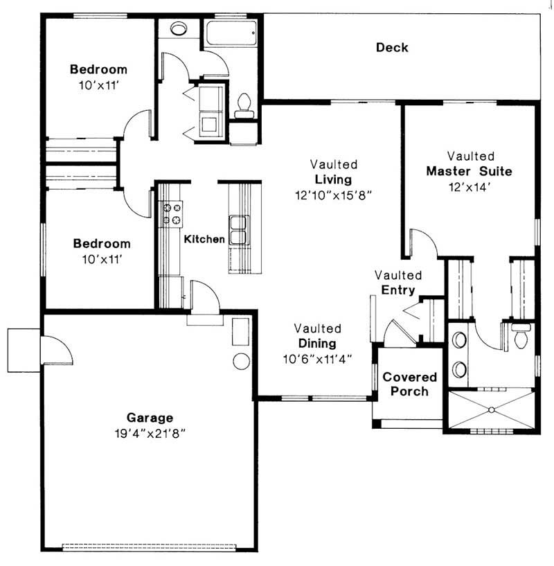 Floor Plan First Story of Small House Plans #108-1333