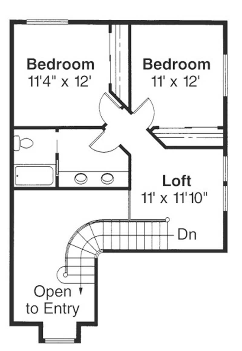Floor Plan Second Story of Country Plan #108-1335