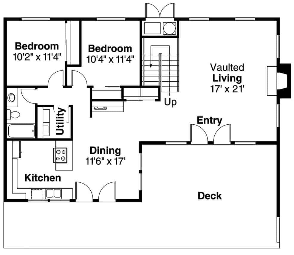 Floor Plan Main Level of Contemporary Plan #108-1337