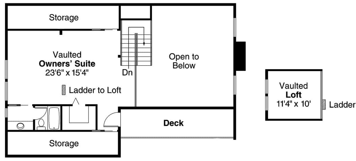 Floor Plan Upper Level of Contemporary Plan #108-1337
