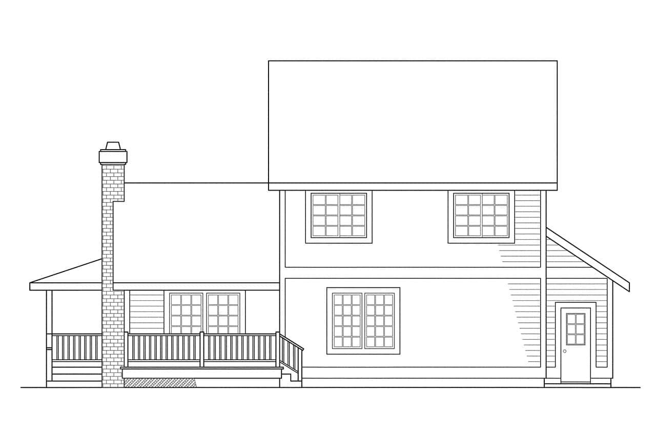 Home Plan Rear Elevation of this 3-Bedroom,1645 Sq Ft Plan -108-1338