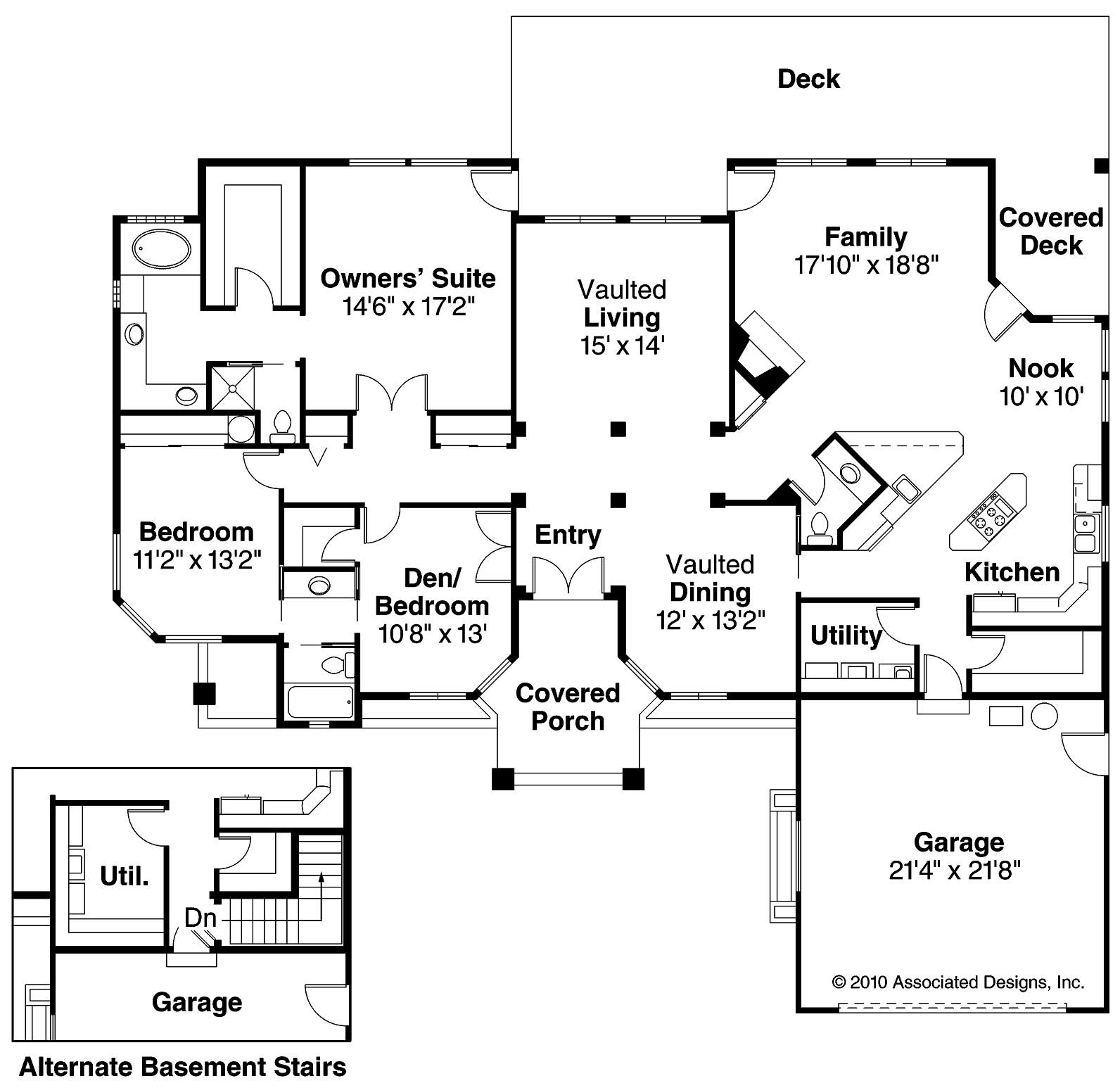 Floor Plan First Story of Ranch Plan #108-1339