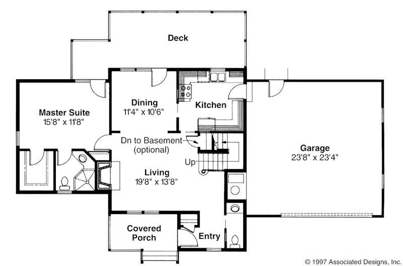 Floor Plan First Story of Country Plan #108-1341