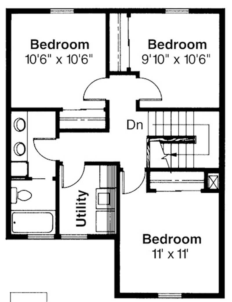 Floor Plan Second Story of Country Plan #108-1341