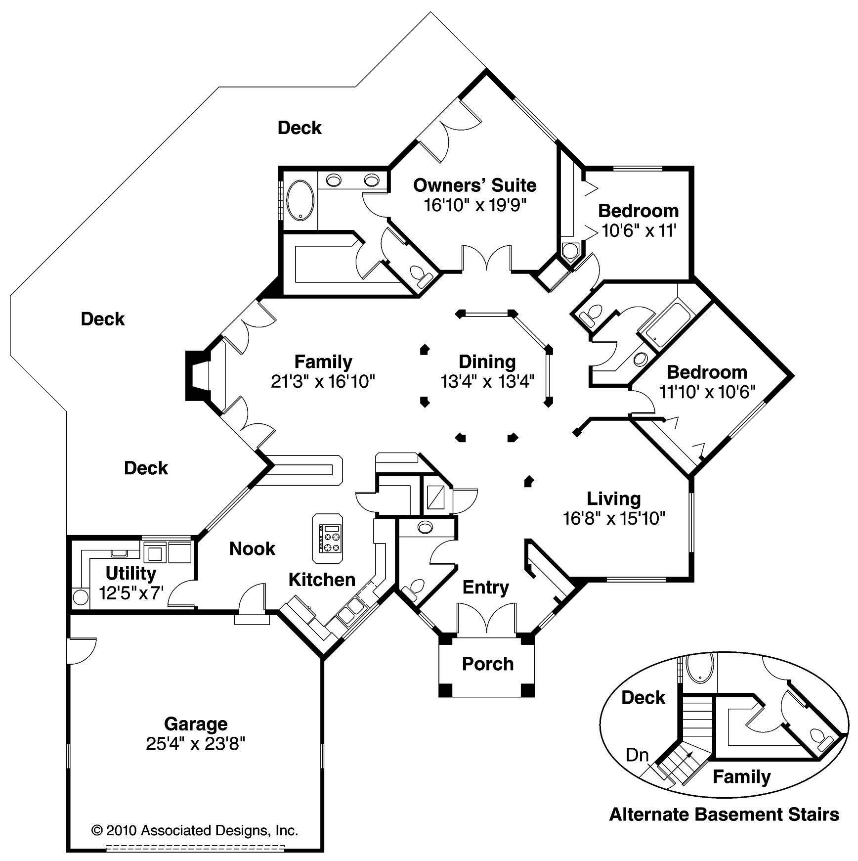 Floor Plan First Story of Ranch Plan #108-1342