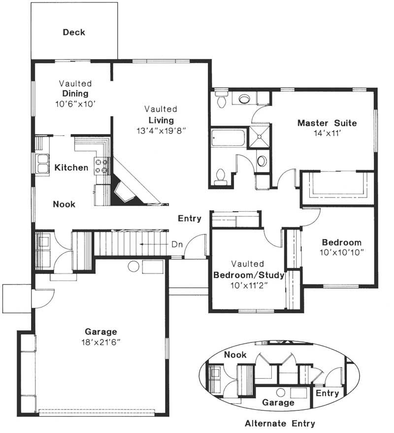 Floor Plan First Story of Small House Plans #108-1347