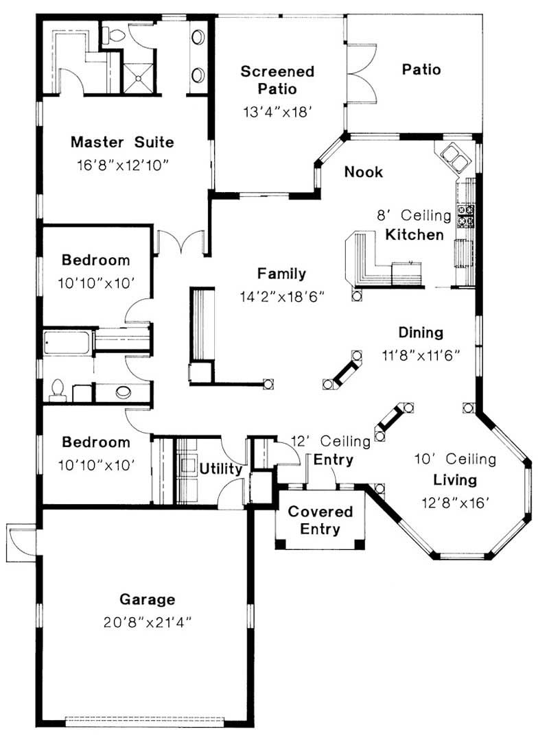Floor Plan First Story of Mediterranean Plan #108-1349