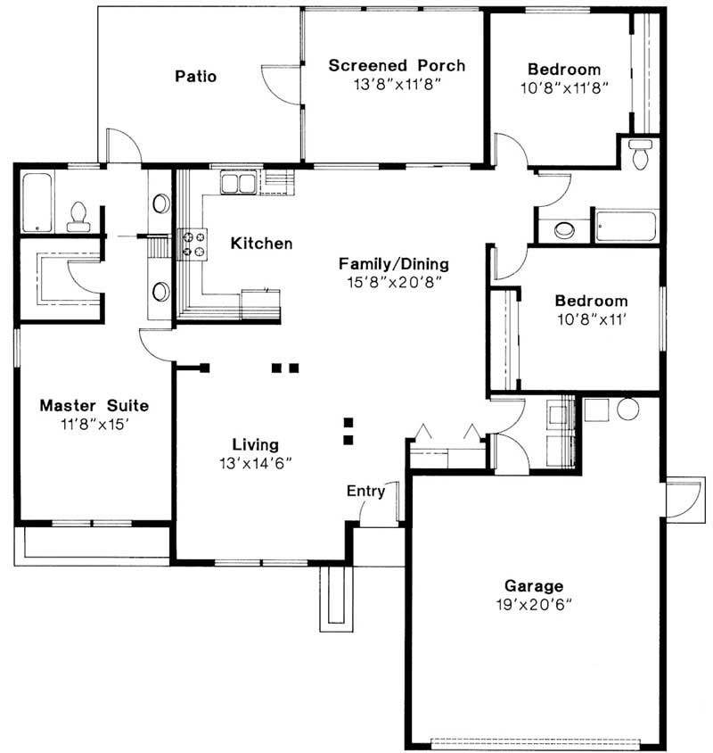 Floor Plan First Story of Mediterranean Plan #108-1351