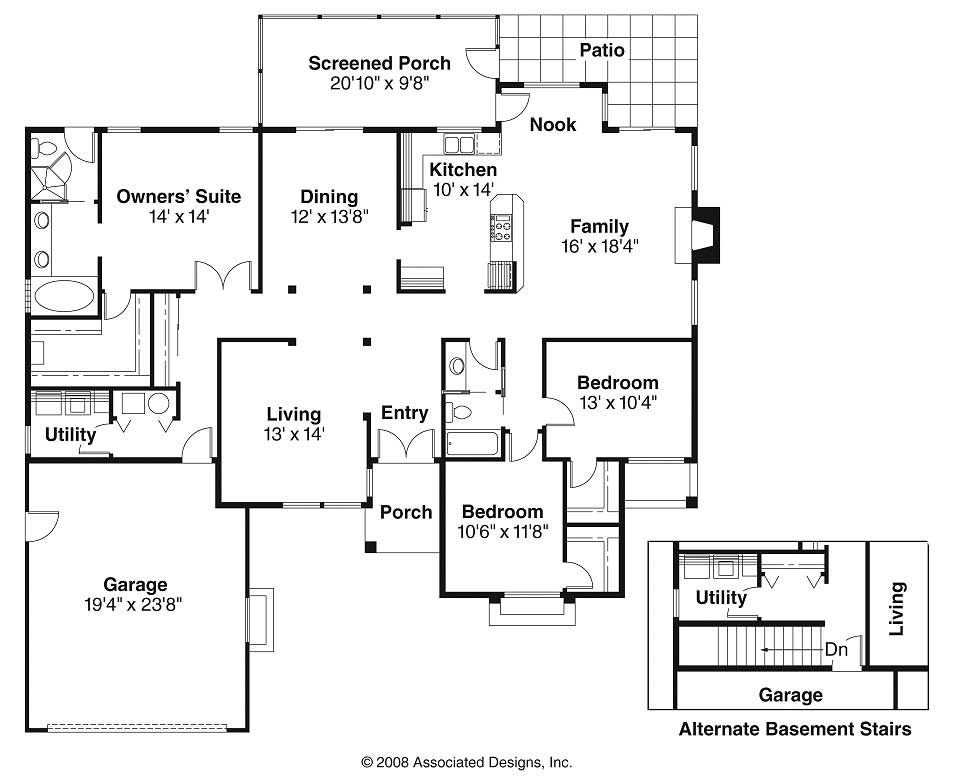 Floor Plan First Story of Mediterranean Plan #108-1352