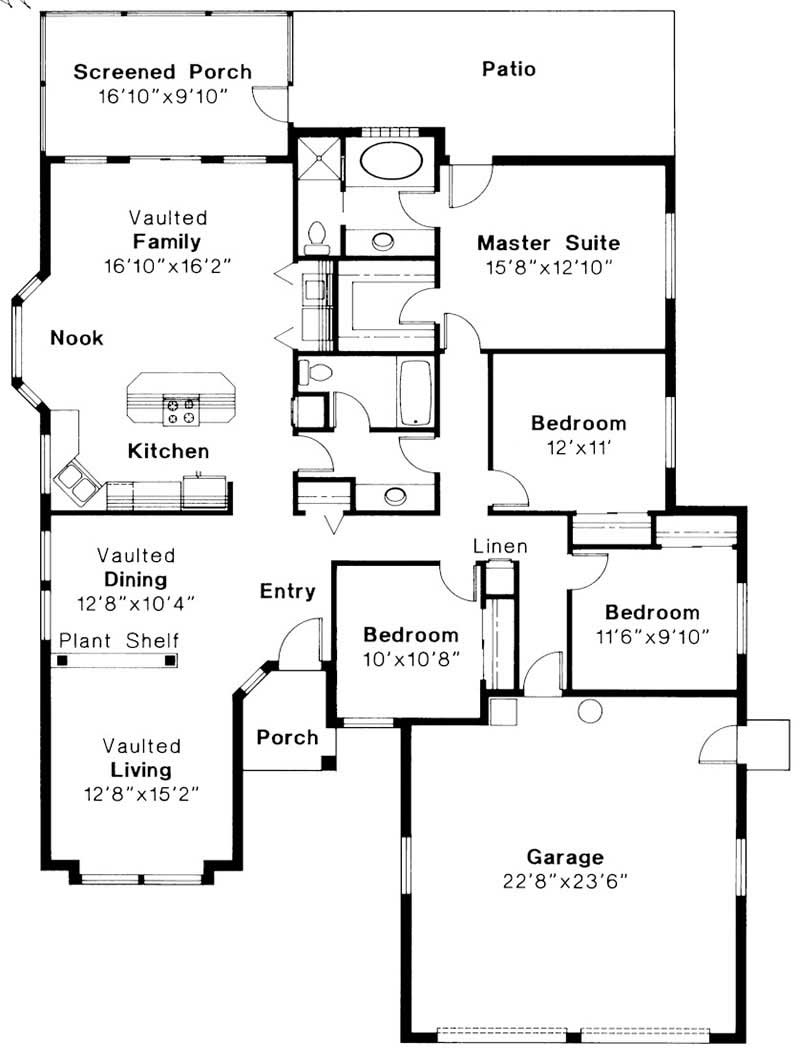 Floor Plan First Story of Mediterranean Plan #108-1353