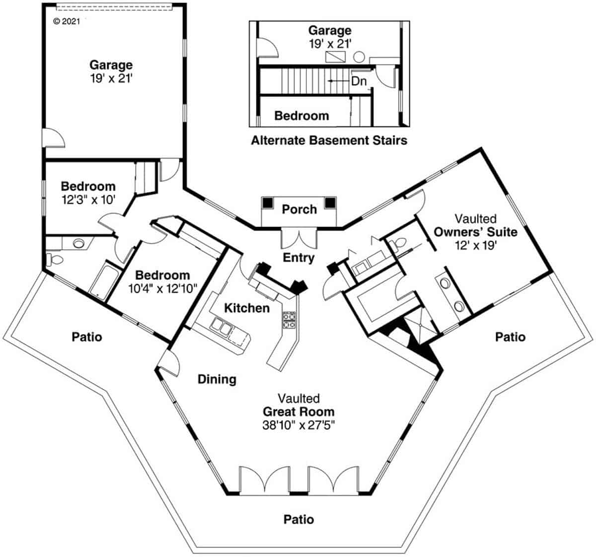 Main Level of Southwest Plan #108-1354