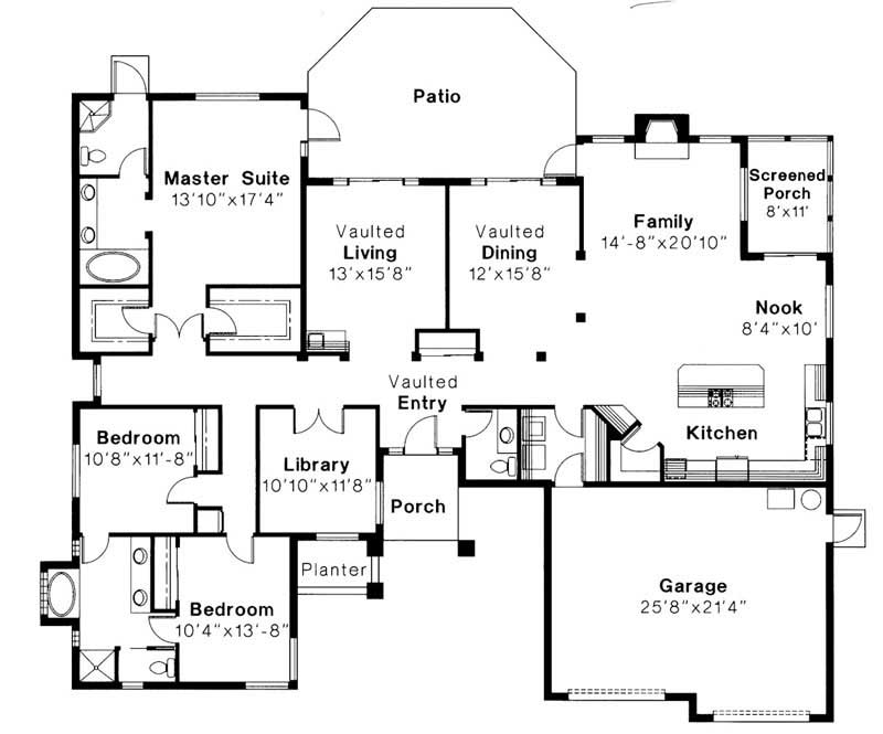 Floor Plan First Story of Contemporary Plan #108-1357
