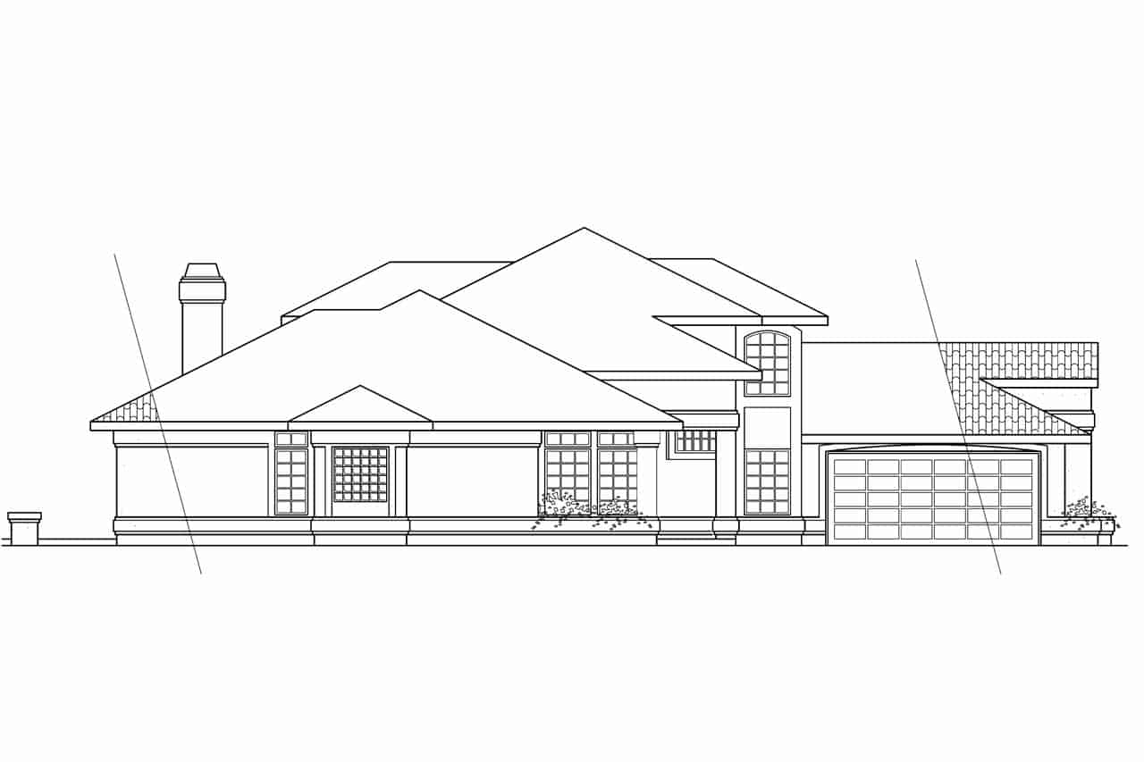 Home Plan Left Elevation of this 3-Bedroom,2994 Sq Ft Plan -108-1358