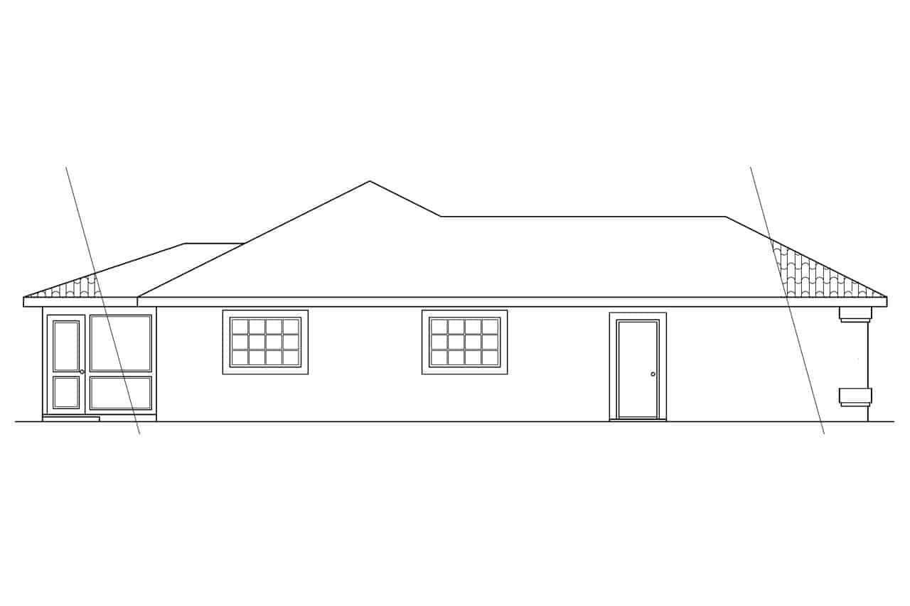 Home Plan Left Elevation of this 3-Bedroom,1352 Sq Ft Plan -108-1359