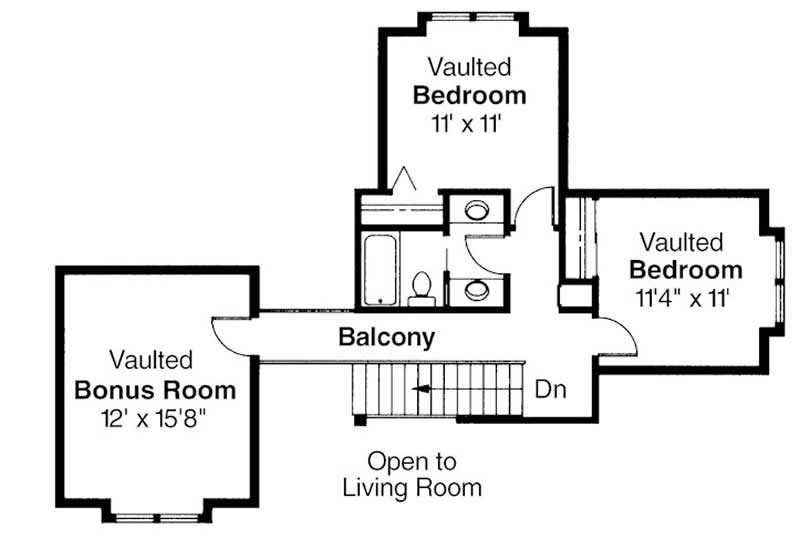 Floor Plan Second Story of Mediterranean Plan #108-1361