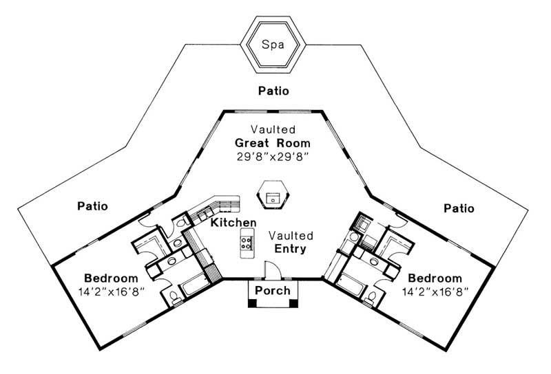 Floor Plan First Story of Mediterranean Plan #108-1364