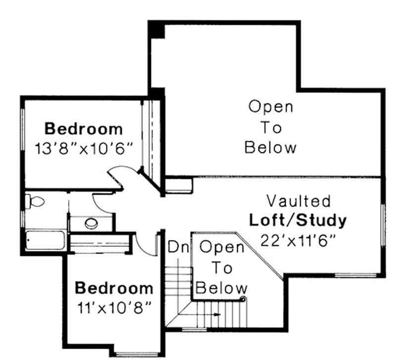 Floor Plan Second Story of Mediterranean Plan #108-1365