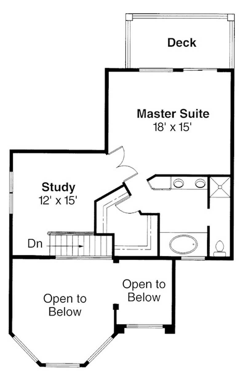 Floor Plan Second Story of Mediterranean Plan #108-1369