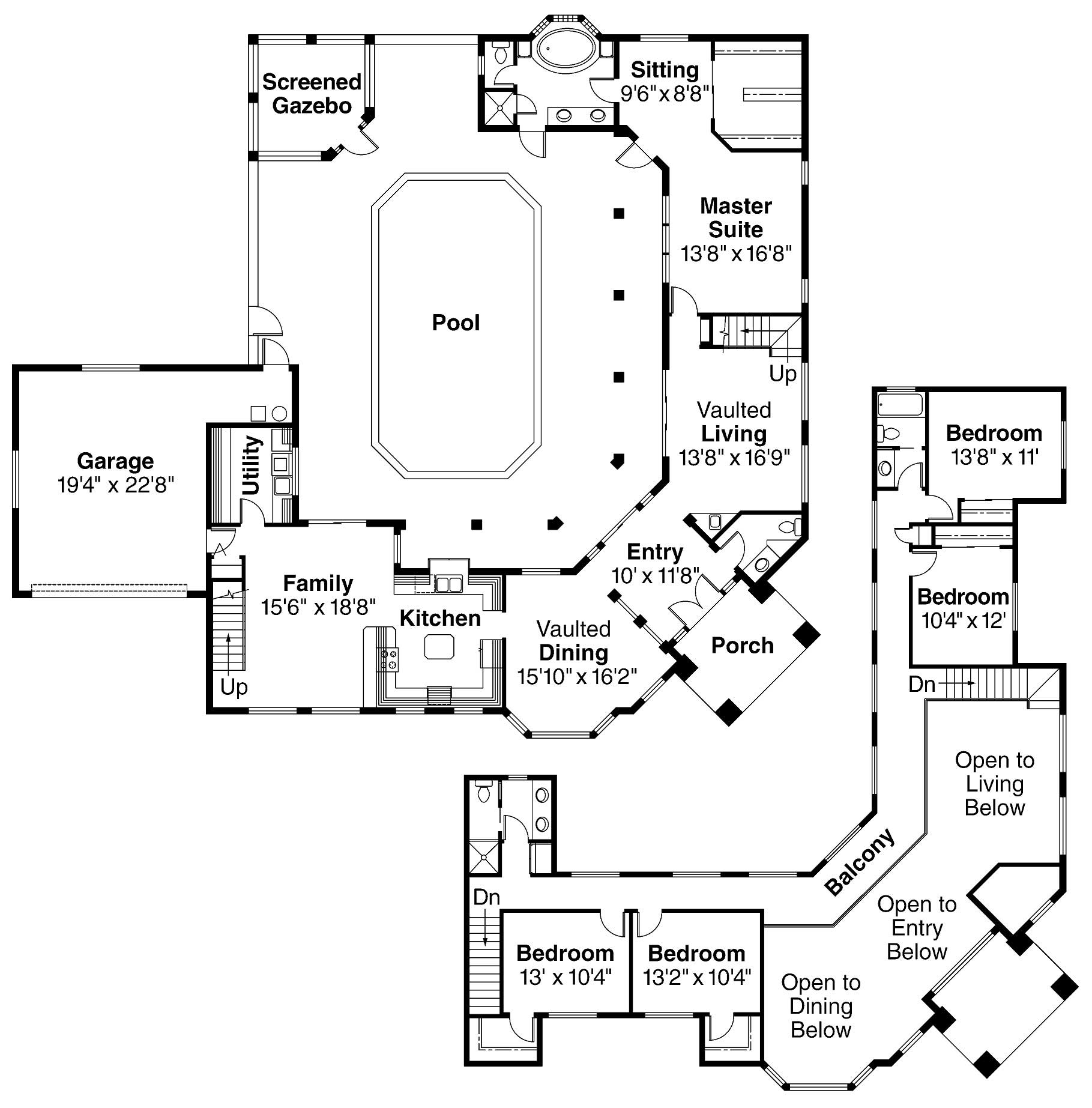 Floor Plan First Story of Mediterranean Plan #108-1370