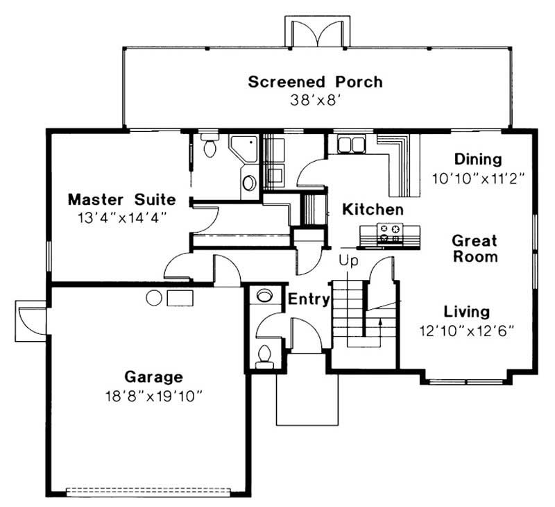 Floor Plan First Story of Mediterranean Plan #108-1373
