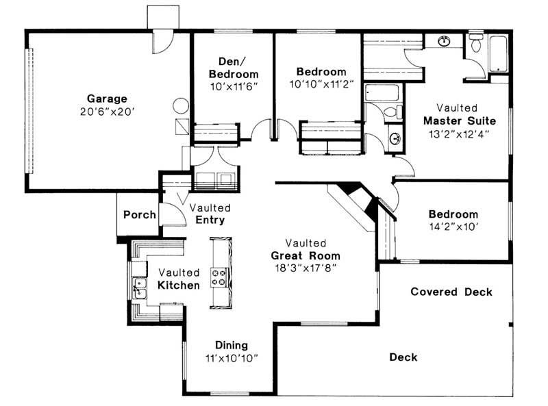 Floor Plan First Story of Small House Plans #108-1375