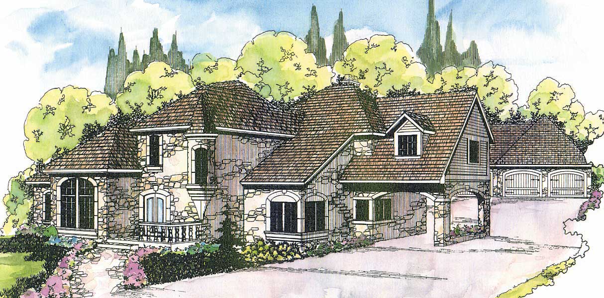 European House Plans color rendering.