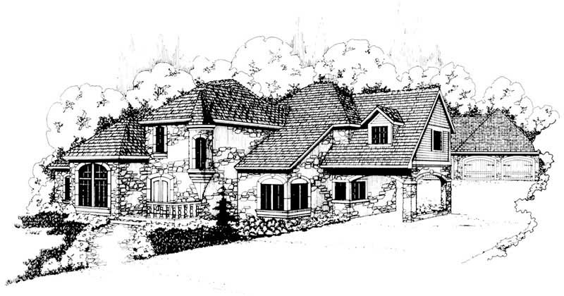 Front View of this 4-Bedroom, 4015 Sq Ft Plan - 108-1377