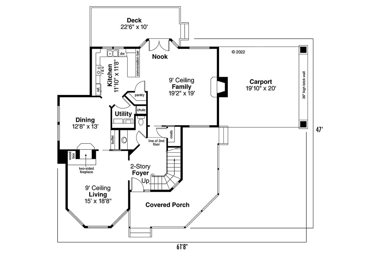 Main Level of Victorian Plan #108-1378