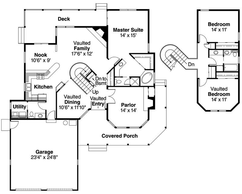 Floor Plan First Story of Country Plan #108-1380