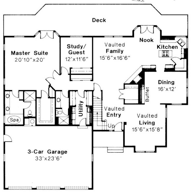 Floor Plan First Story of Luxury Plan #108-1381