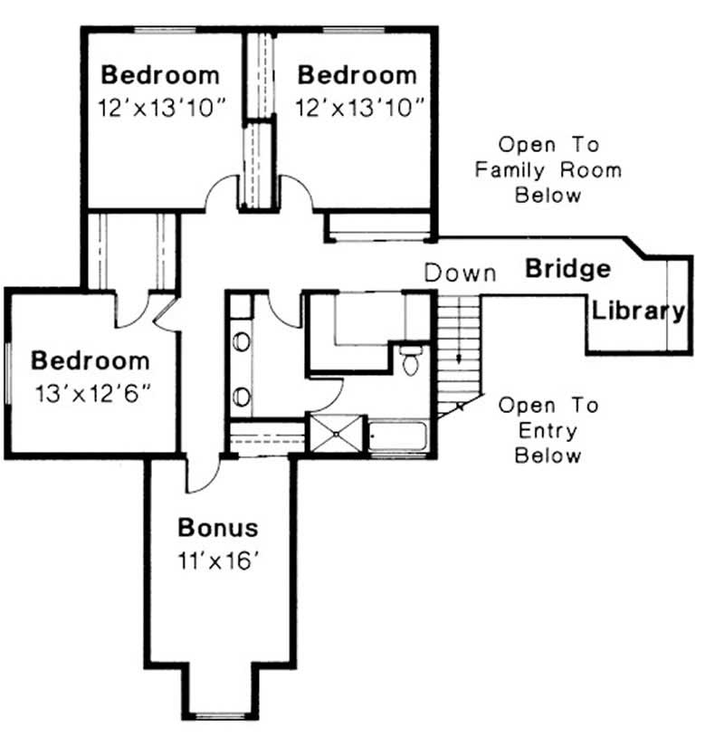 Floor Plan Second Story of Luxury Plan #108-1381