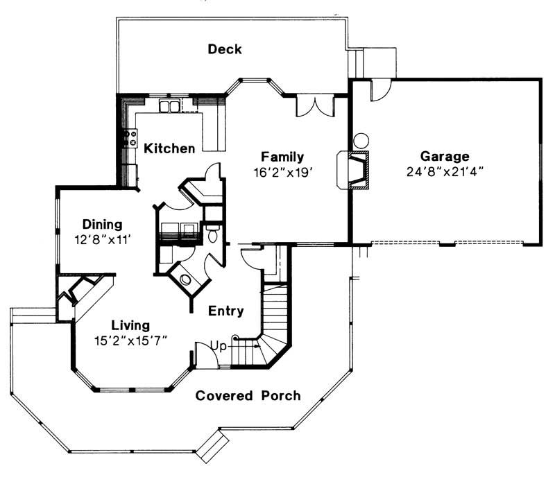 Floor Plan First Story of Country Plan #108-1382