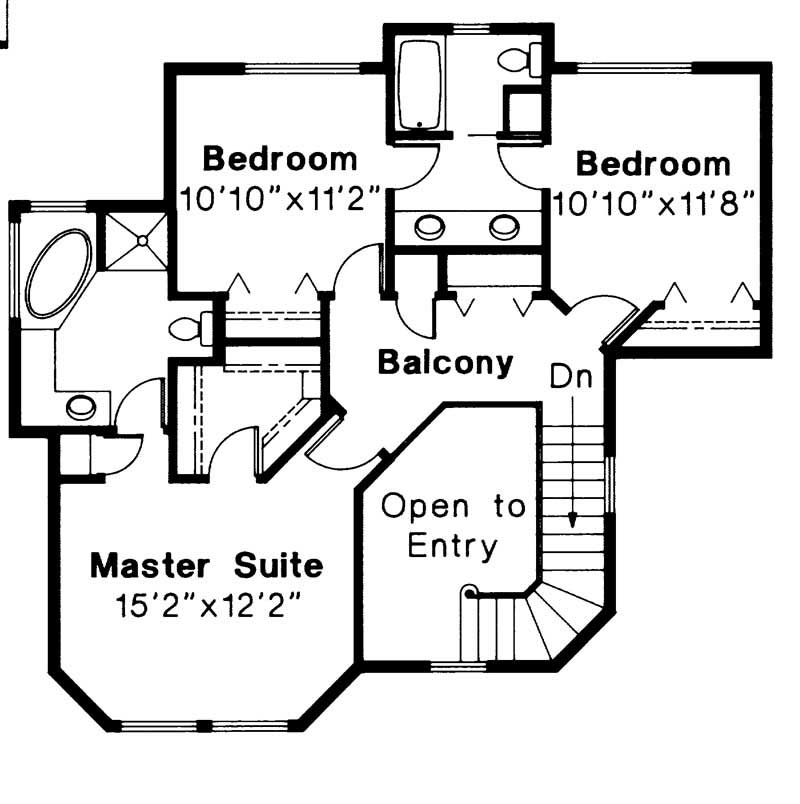 Floor Plan Second Story of Country Plan #108-1382