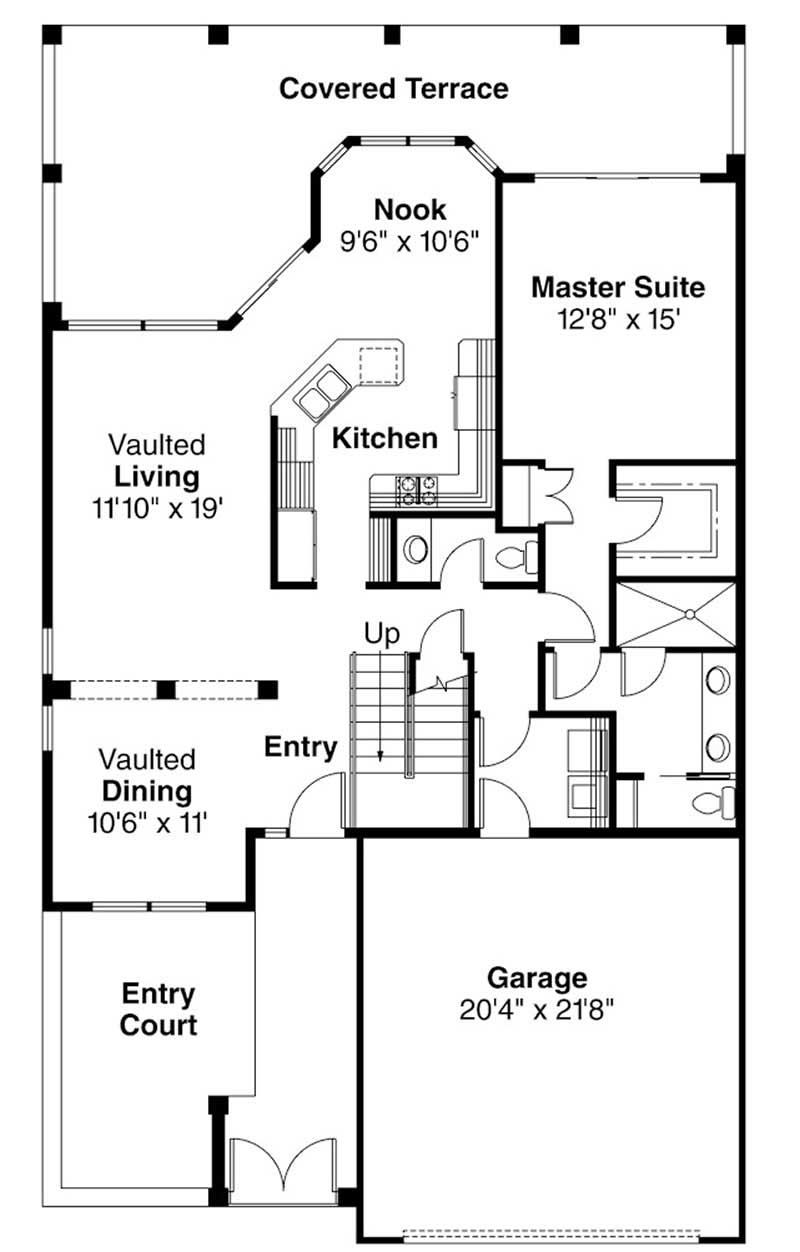 Floor Plan First Story of Mediterranean Plan #108-1387