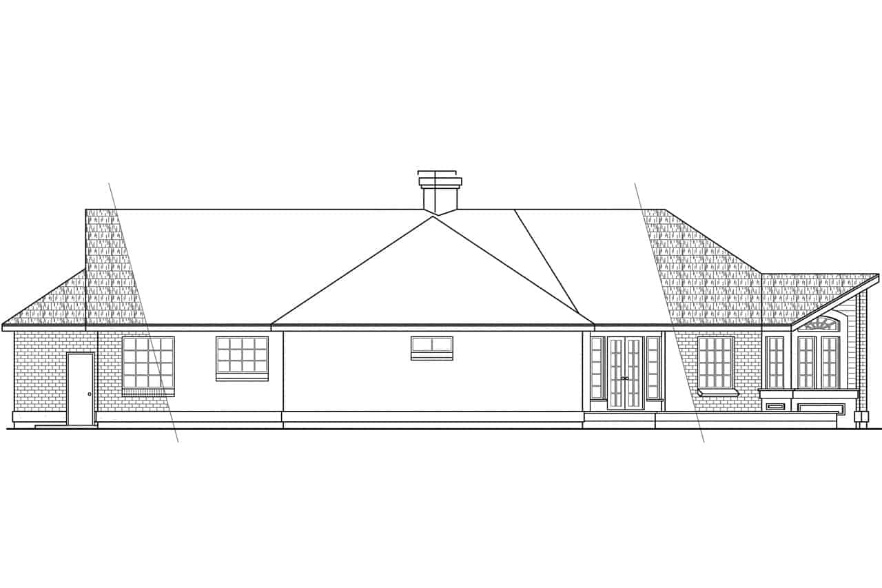 Home Plan Rear Elevation of this 3-Bedroom,2630 Sq Ft Plan -108-1388